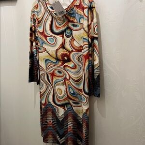 Vibrant Long Sleeve Abstract Dress
